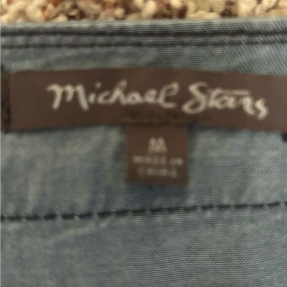 Michael Stars Women’s Blue Denim Tunic Dress 
Chambray Raw Fringe Hem Medium - Picture 5 of 10